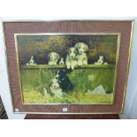 A David Shepherd print, Muffins Pupps, framed