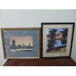 Two Tim Parsons prints, Houses of Parliaments and Haweswater