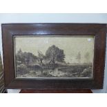 Two early 20th Century engravings, Dutch river landscape titled Still Evening and another river