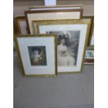 Five assorted portrait prints