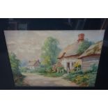 Sid Gardner, landscape with a cottage, watercolour, framed