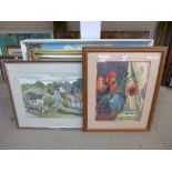 Assorted oils, watercolours and prints