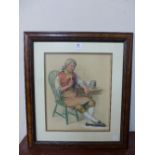 J. Isherwood, portrait of a seated gentleman, watercolour an gouache, framed