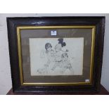 A pencil study of children in the style of Mabel Lucie Attwell, framed