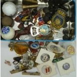 Enamel and other badges, uniform buttons, lead figures, etc.