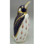 A Royal Crown Derby paperweight, Penguin with gold stopper