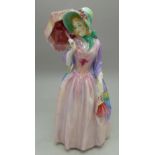 A Royal Doulton figure, parasol a/f, Miss Demure, HN1402