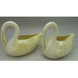 Two Belleek Swan sauce boats