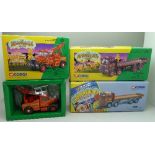 A Corgi Classics Chipperfields Circus truck and two The Showman's Range trucks, boxed