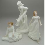 Three Royal Doulton figures, Leap Frog, HN4030, Friendship, HN3491 and Forever Yours, HN3949, all