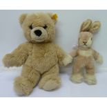 A Steiff Teddy bear and a rabbit