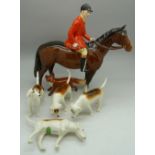 A Beswick Huntsman, four hounds, two a/f, and a fox,