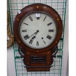 A Victorian inlaid rosewood fusee wall clock