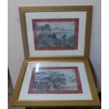 A pair of Chinese landscape prints,