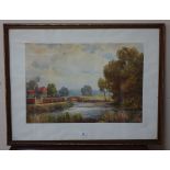 A river landscape, watercolour, indistinctly signed,