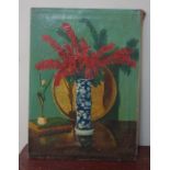 Arthur Hammond, still life of flowers in a vase, oil on canvas,