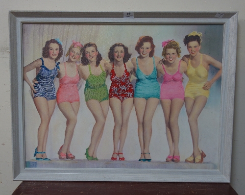 A 1950's style print of girls on canvas