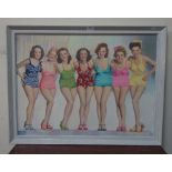 A 1950's style print of girls on canvas