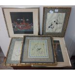 Five Chinese silk pictures