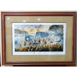 A David Rowlands signed limited edition print, The Battle of Sittang Bridge, Burma, 1942,