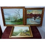 Five oil landscape paintings