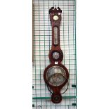 A George III mahogany banjo barometer by Peter John Hilgay