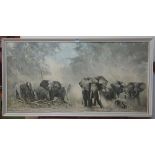 A David Shepherd print of elephants,