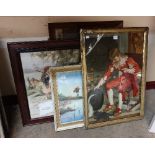 Assorted prints and two gilt picture frames