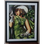 A Jack Vettriano print titled Amateur Philosophers and a T De Lempicka print of a lady,