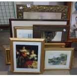 Assorted prints and a gilt framed mirror