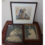 A print of a Teddy bear and two portrait prints of girls