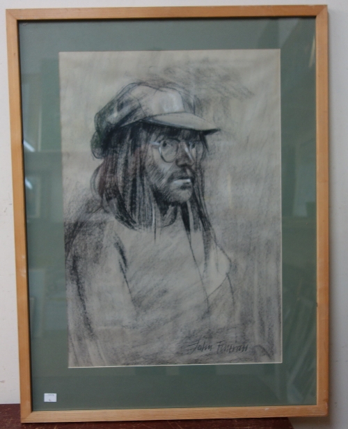 John Fineran, two portraits charcoal, - Image 2 of 2