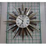 A Metamec quartz Sunburst wall clock