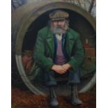 Manner of Robert Lenkiewicz (1941-2002), Diogenes, Edward Mckenzie In His Barrel At Chelston Tip,