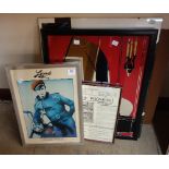 Assorted advertising mirrors and prints
