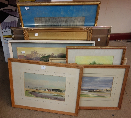 Assorted watercolours and an oil painting