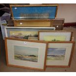 Assorted watercolours and an oil painting