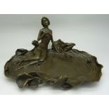 An Art Nouveau style bronze figural dish,