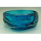 A Whitefriars knobbly cased bowl in kingfisher blue, pattern no.