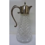 A plated and glass ewer,