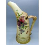 A Royal Worcester blush ivory tusk vase, 1900, pattern 1116, height 20.