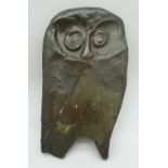 A Pablo Picasso style cast bronze owl plaque,