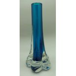 A 1970's Whitefriars lobed elephant's foot vase in kingfisher blue, pattern no.