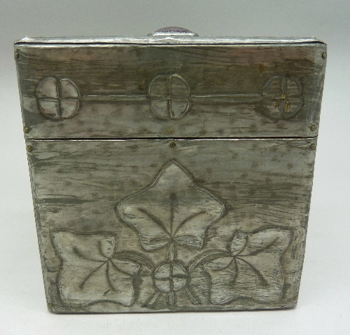 An Art Nouveau pewter box, height 8. - Image 3 of 5