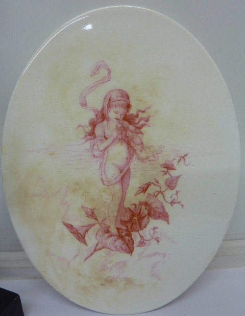 A stylised cast figure of a female tennis player and an oval plaque/stand - Image 2 of 3