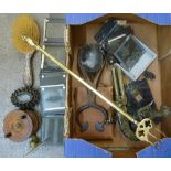 A silver backed brush, a fishing reel, magic lantern slides, etc.