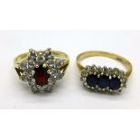 Two 9ct gold stone set rings, weight 5.