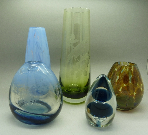 Four glass vases comprising Mtarfa, one studio and two Caithness,