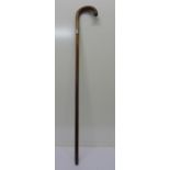 A silver-rimmed walking stick