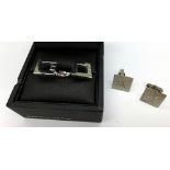 A pair of Dupont cufflinks and a pair of silver cufflinks